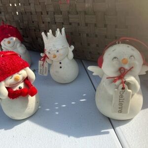 DEPT 56 Festive Snowman Figures Set - White and Red